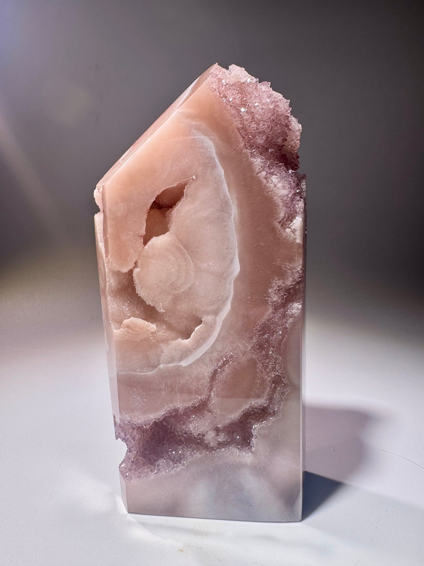 Pink Amethyst Kristall 11,5 cm – Rosa Edelstein mit Bubble-Kristallen, Brasilien