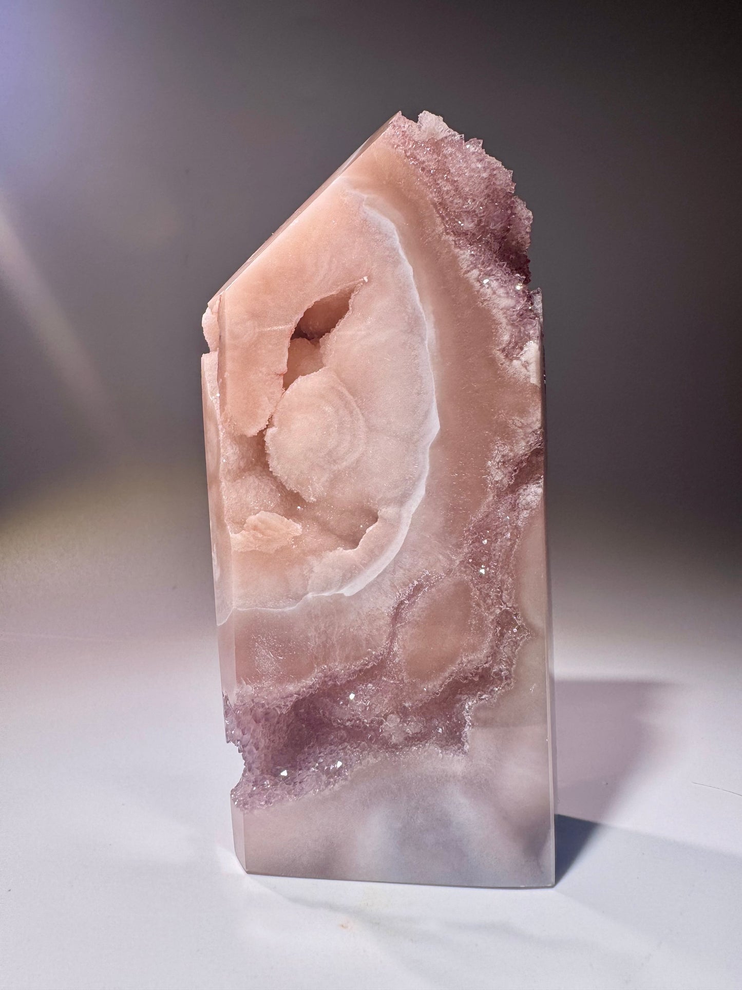 Pink Amethyst Kristall 11,5 cm – Rosa Edelstein mit Bubble-Kristallen, Brasilien