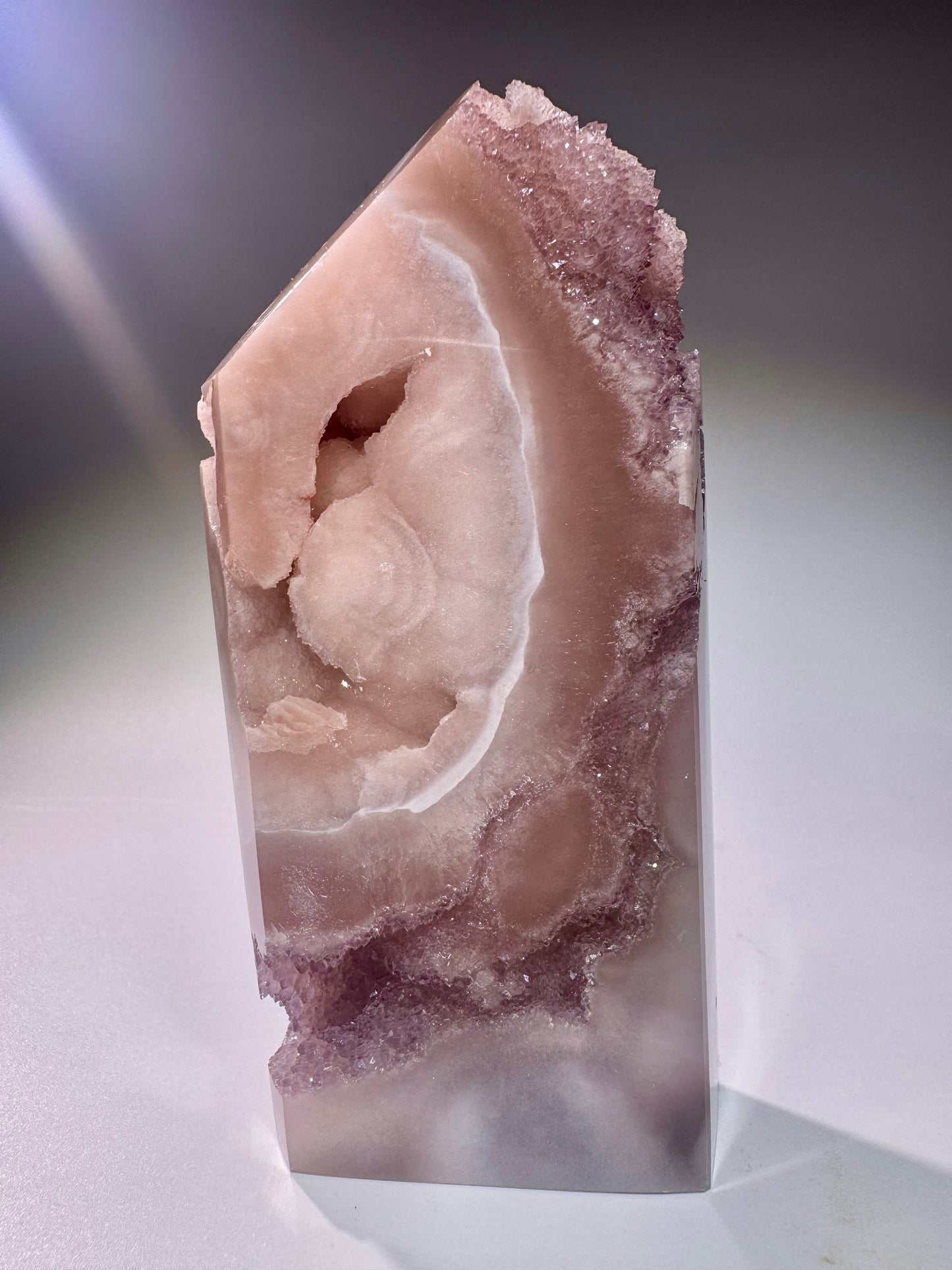 Pink Amethyst Kristall 11,5 cm – Rosa Edelstein mit Bubble-Kristallen, Brasilien
