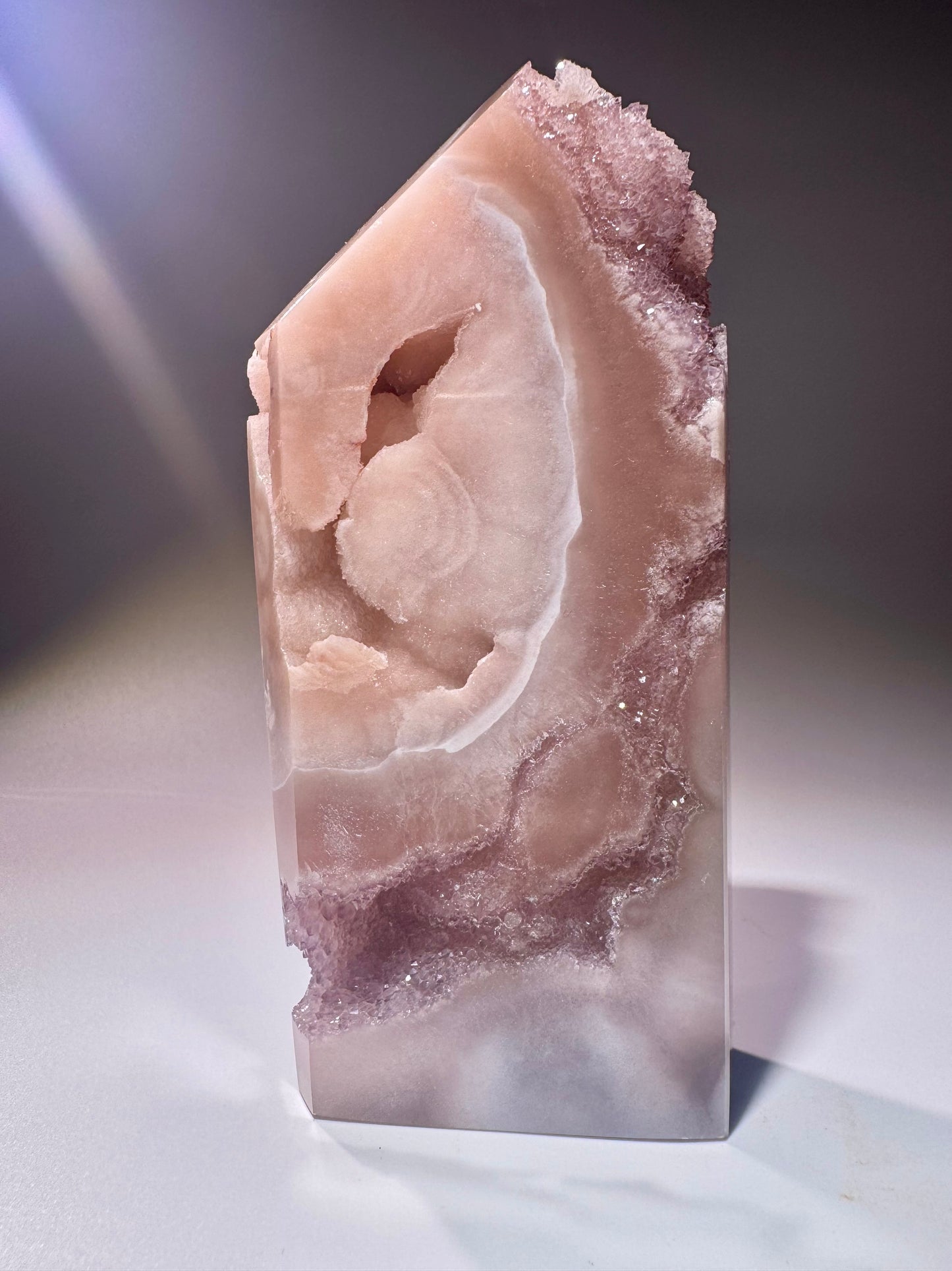 Pink Amethyst Kristall 11,5 cm – Rosa Edelstein mit Bubble-Kristallen, Brasilien