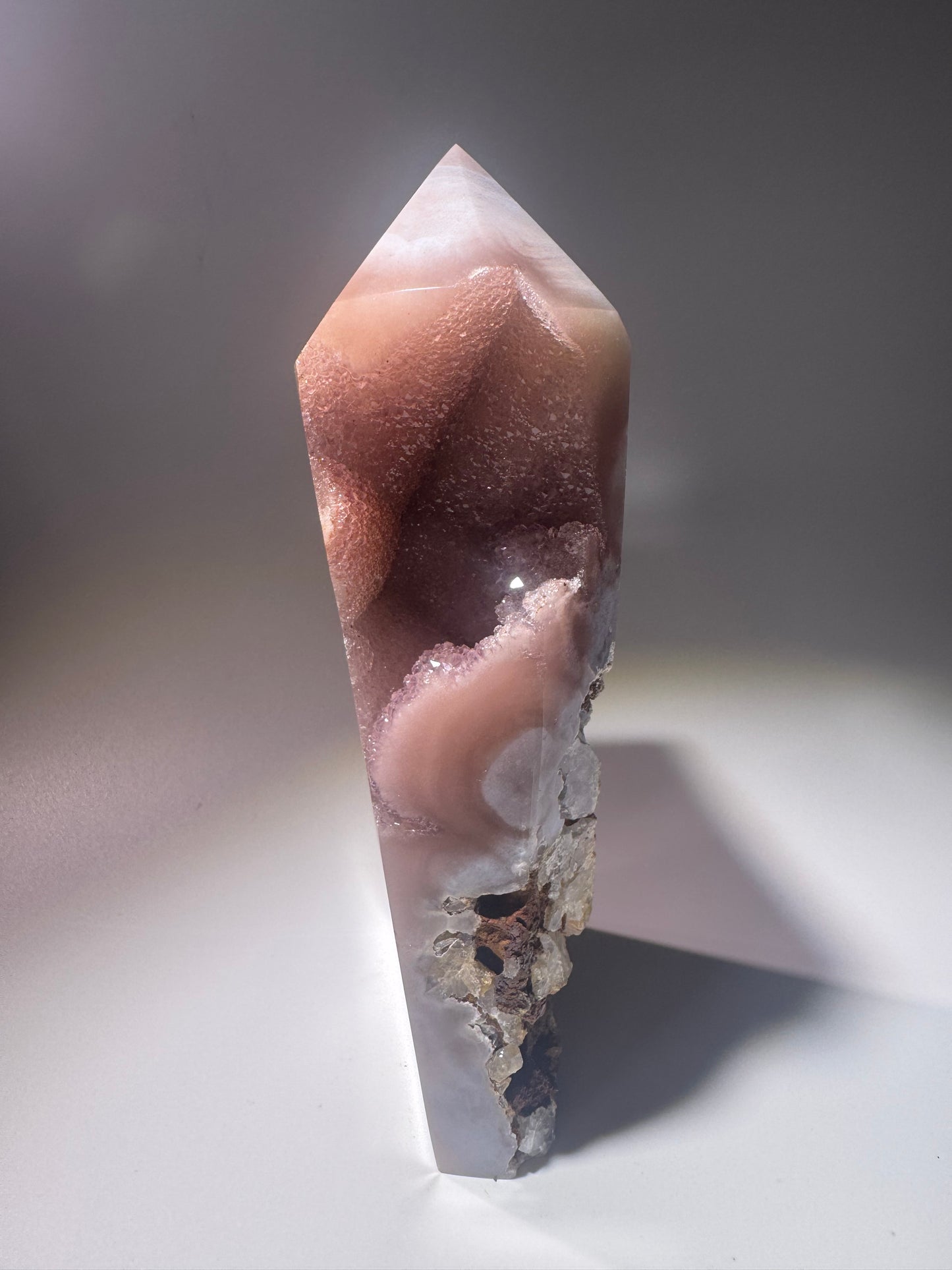 Pink Amethyst Kristall 13 cm – Rosa Edelstein mit Bubble-Kristallen, Brasilien