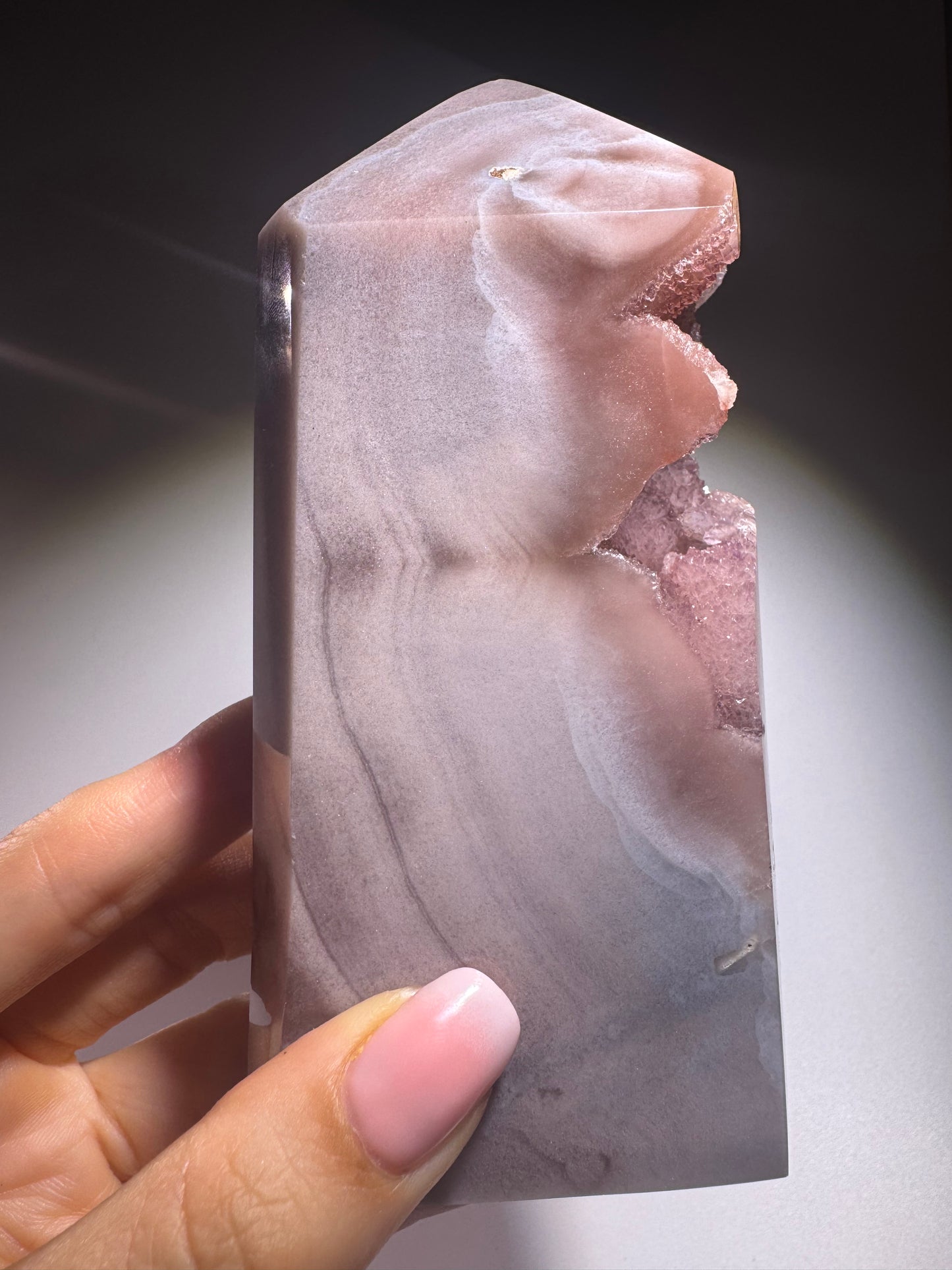 Pink Amethyst Kristall 13 cm – Rosa Edelstein mit Bubble-Kristallen, Brasilien