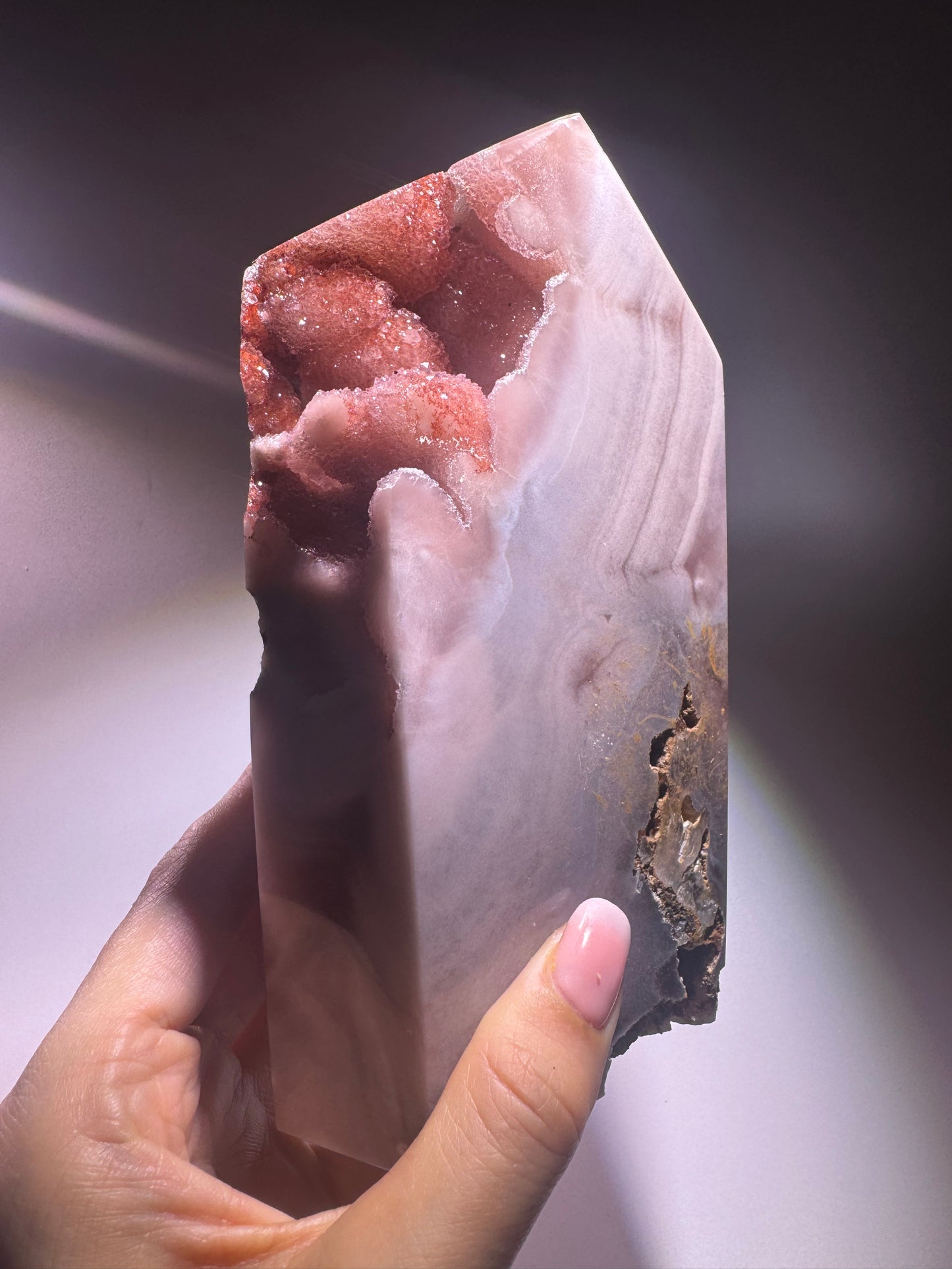 Pink Amethyst Kristall 16 cm – Rosa Edelstein mit Bubble-Kristallen, Brasilien
