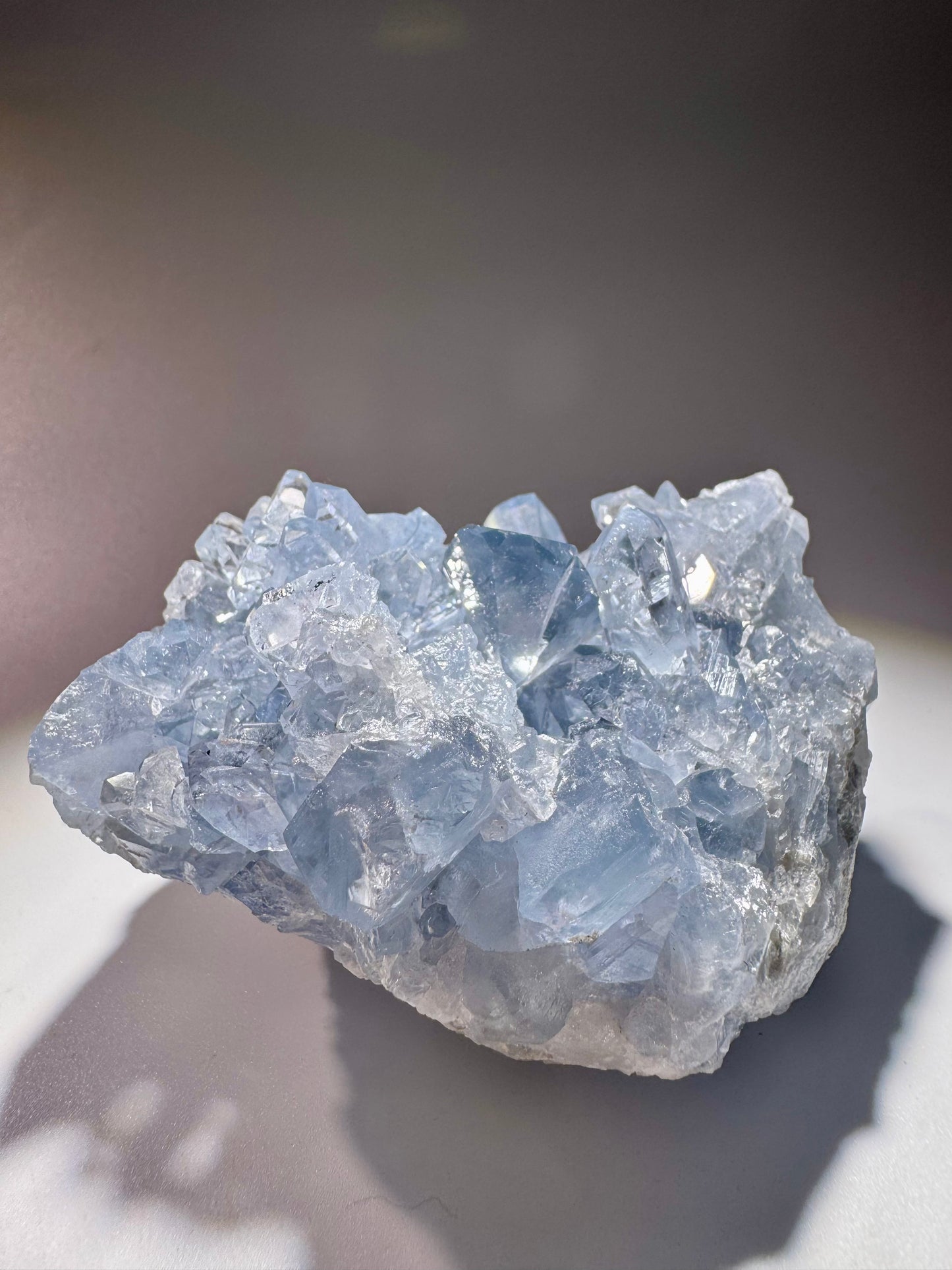Celestin Stufe aus Madagaskar 💎 Klar & funkelnd – Kristall mit transparenten Spitzen ✨ Museumsqualität 7.7cm