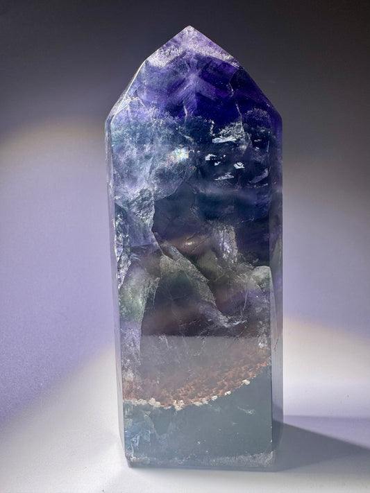 Fluoritspitze mit lila & blauen Nuancen – 12.5 cm, 346 g – Edelstein aus Brasilien 💎✨