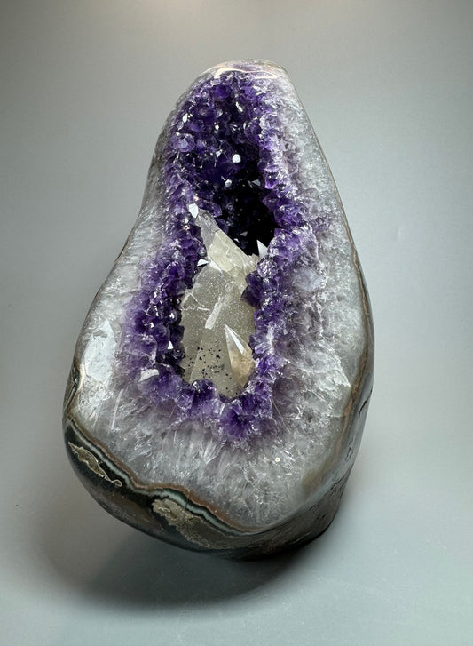 Exklusive seltene Amethyst Kalzit Druse Geode aus Uruguay kaufen - 23cm, 4.52kg UNIQUE CRYSTALS Zürich
