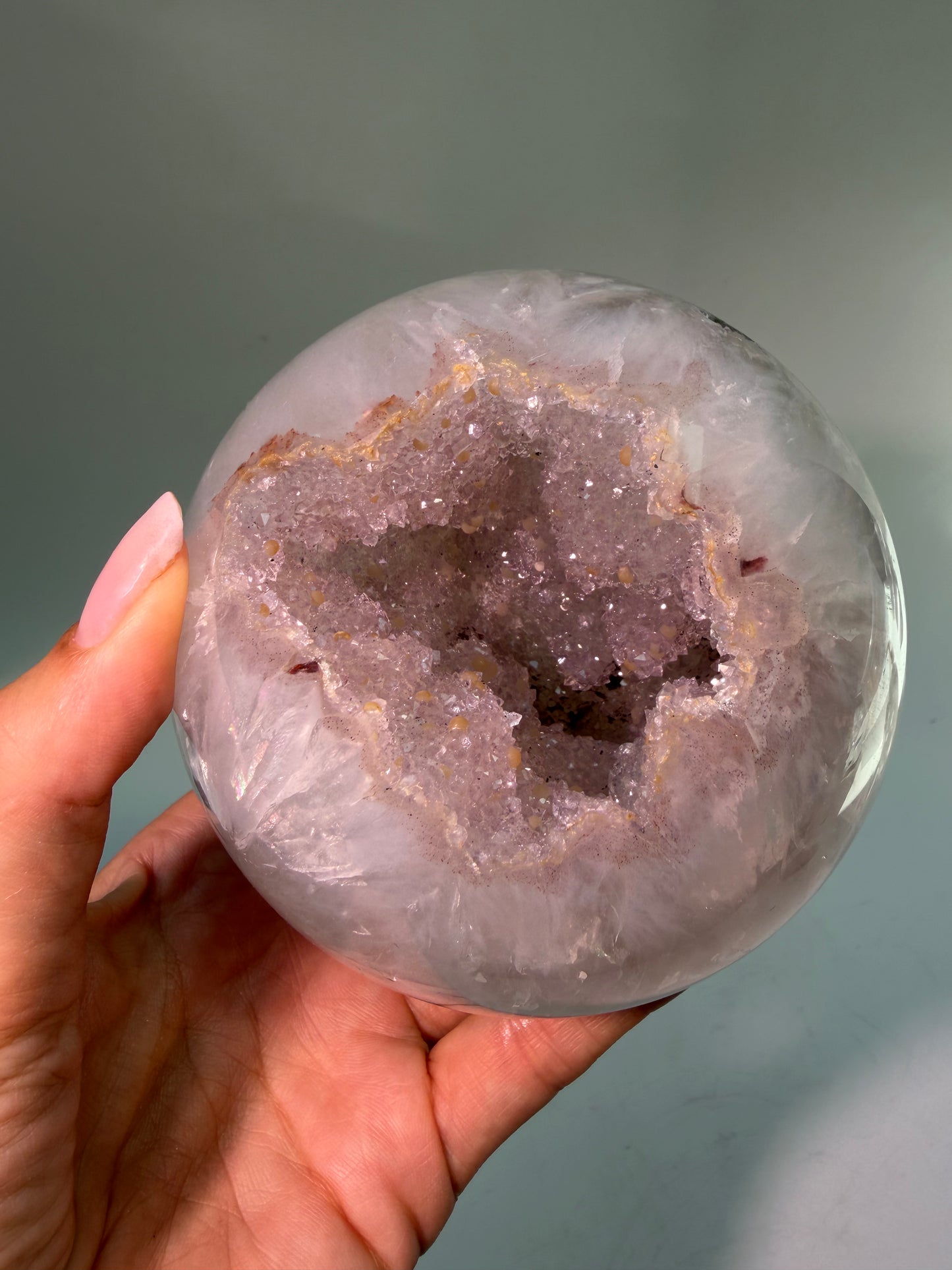 Pink Sugar Crystal Sphere 9 cm, 1.00 kg – Rare Unique Piece from Uruguay