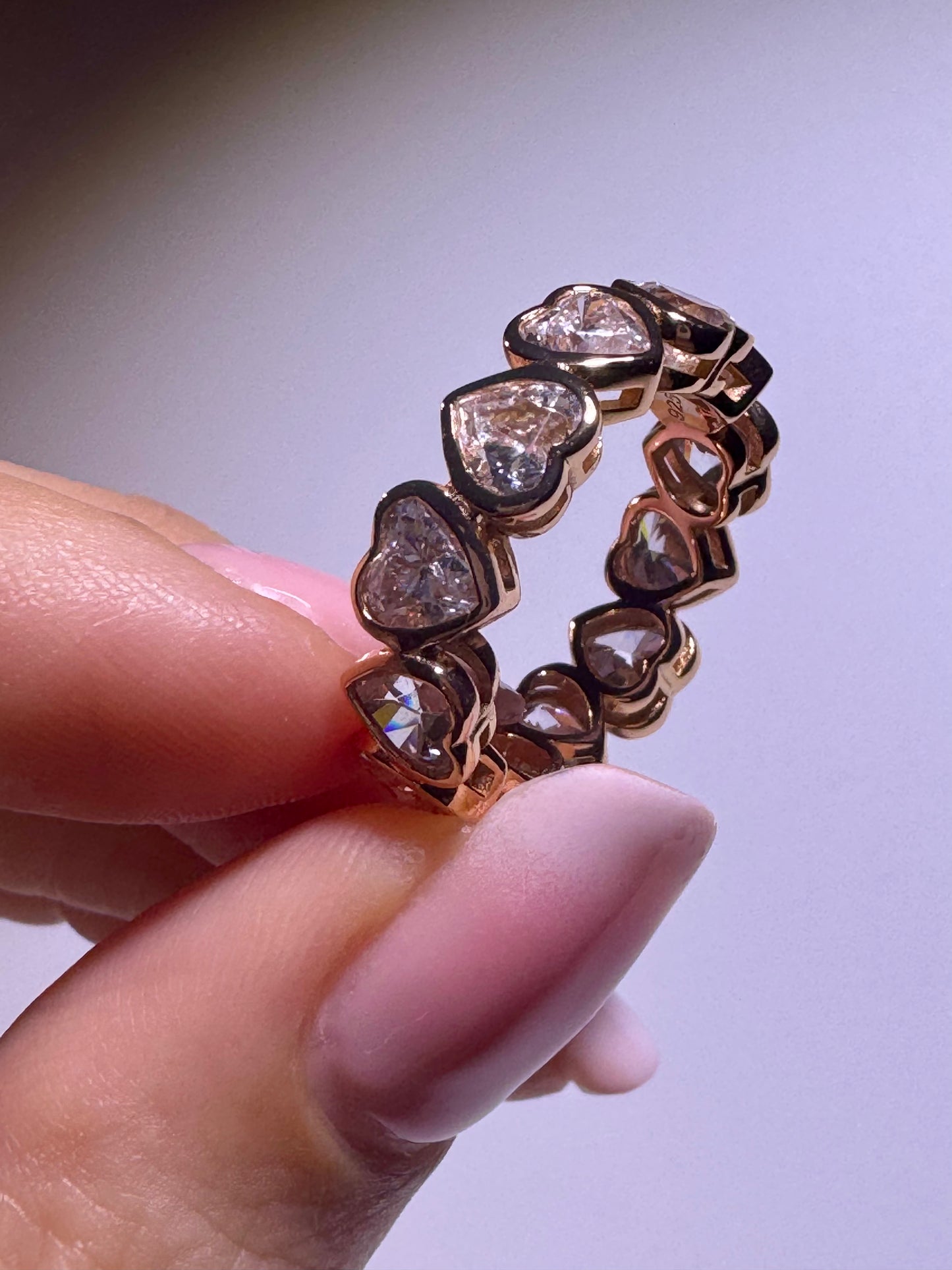Herzring aus 925 Silber mit Moissanit-Herzen – 2.5 Mikron Roségold plattiert 💖