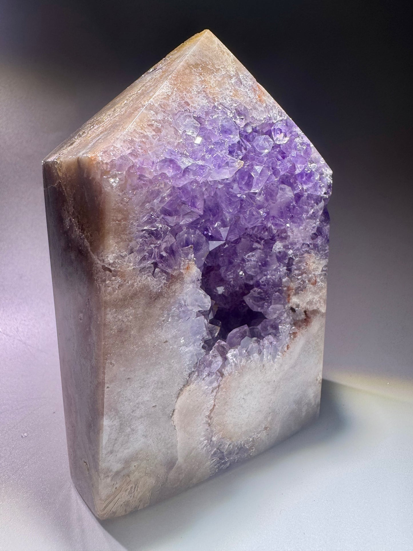 Pink Amethyst Kristall 12 cm, 744 g – beidseitig violett kristallisiert – aus Brasilien, Einzelstück 💜