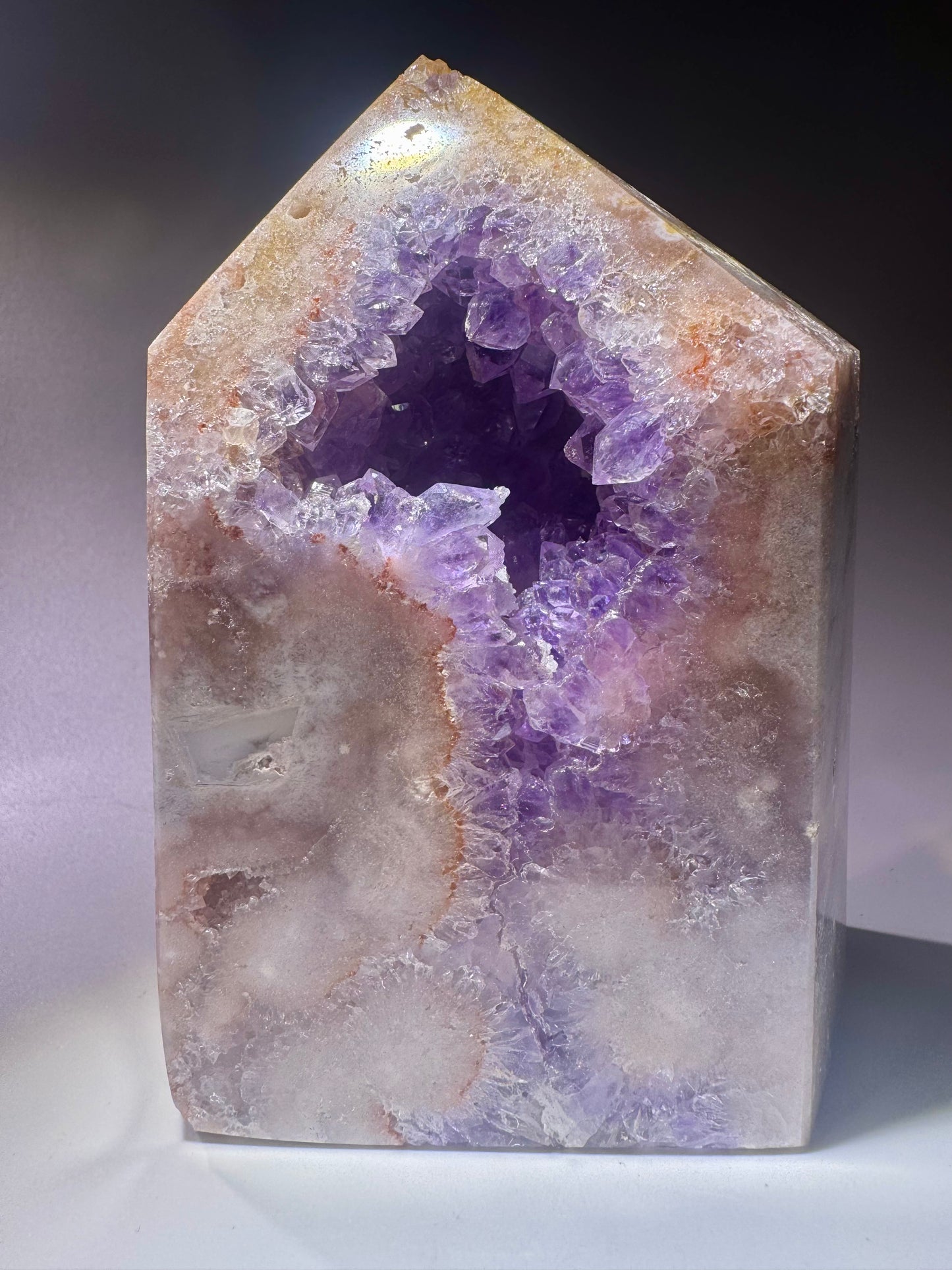Pink Amethyst Kristall 12 cm, 744 g – beidseitig violett kristallisiert – aus Brasilien, Einzelstück 💜