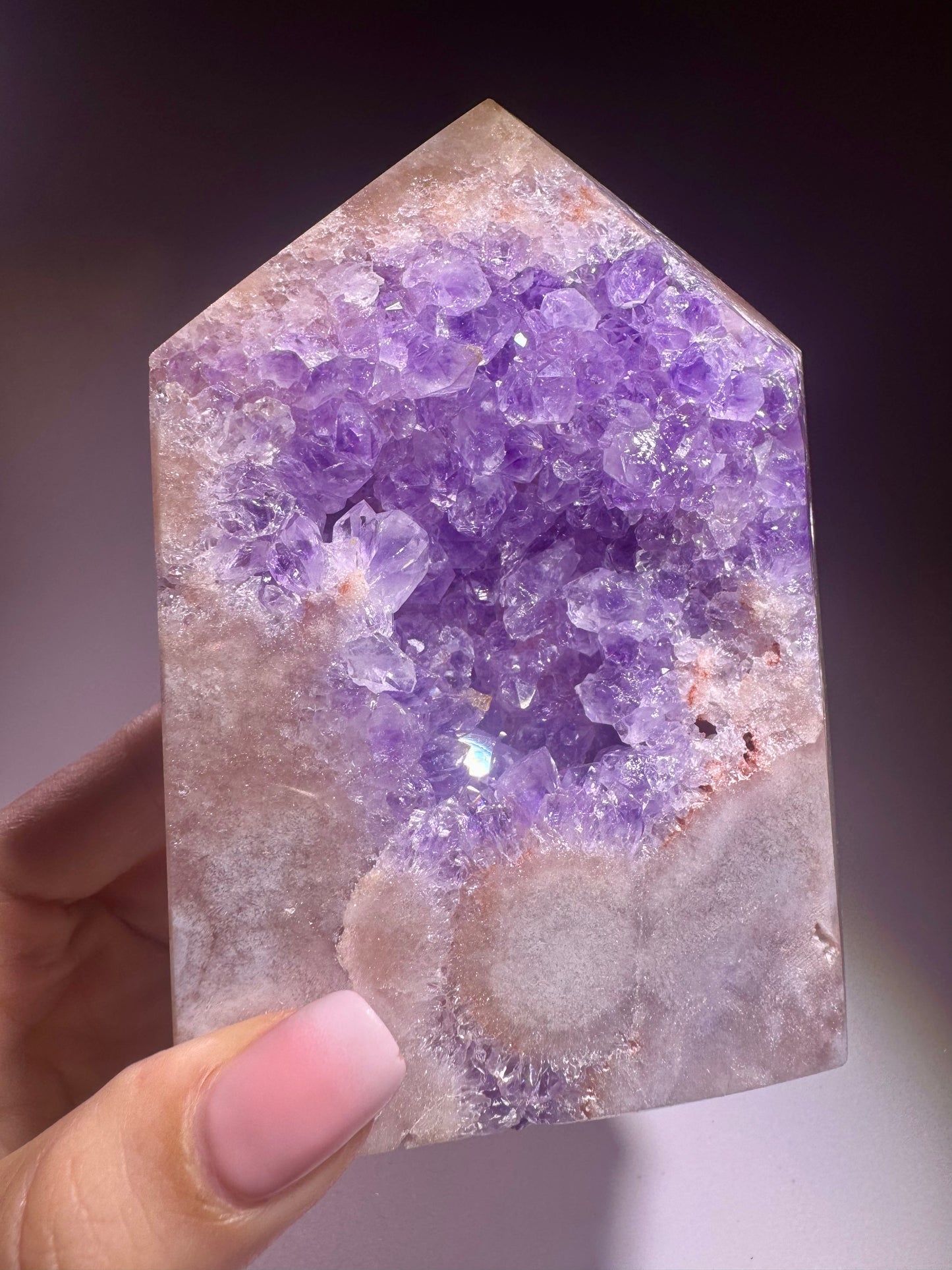 Pink Amethyst Kristall 12 cm, 744 g – beidseitig violett kristallisiert – aus Brasilien, Einzelstück 💜