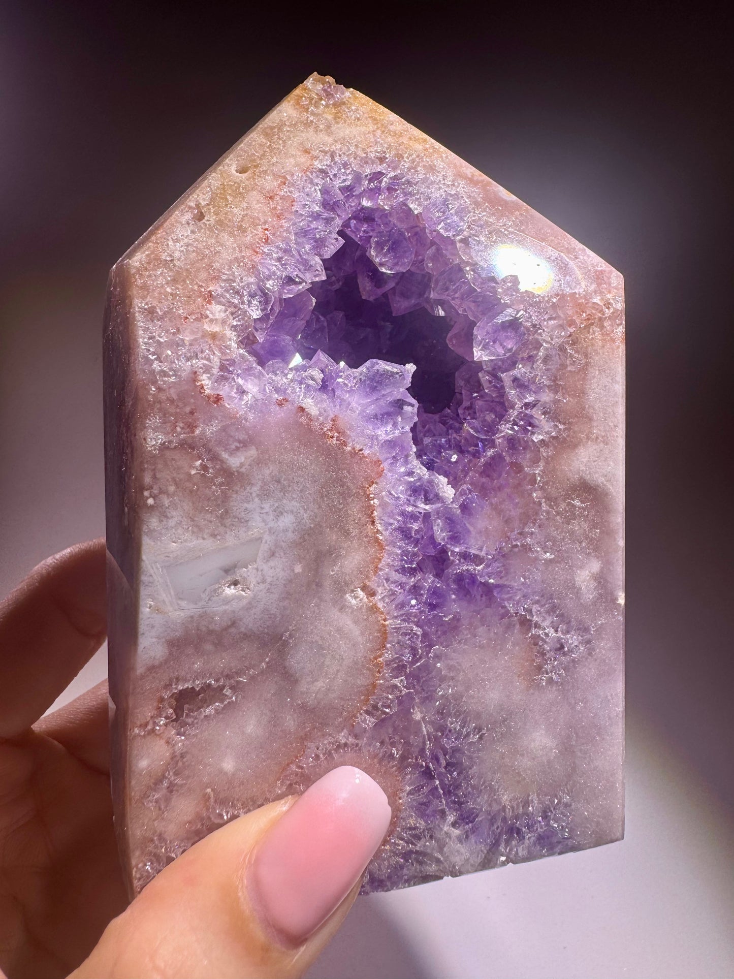 Pink Amethyst Kristall 12 cm, 744 g – beidseitig violett kristallisiert – aus Brasilien, Einzelstück 💜