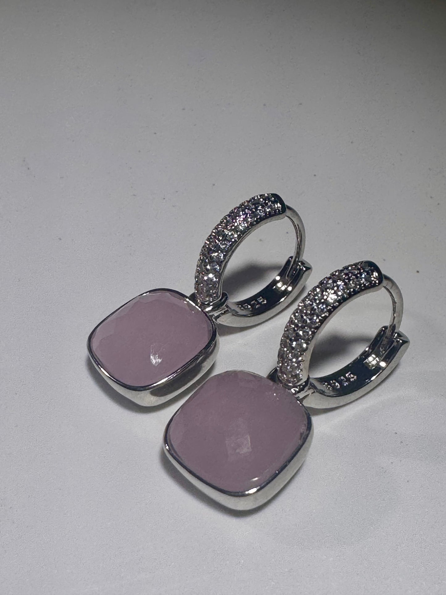 Rosenquarz Ohrringe aus 925 Silber – elegante Ohrhänger mit Zirkonia – romantischer Edelstein 💗