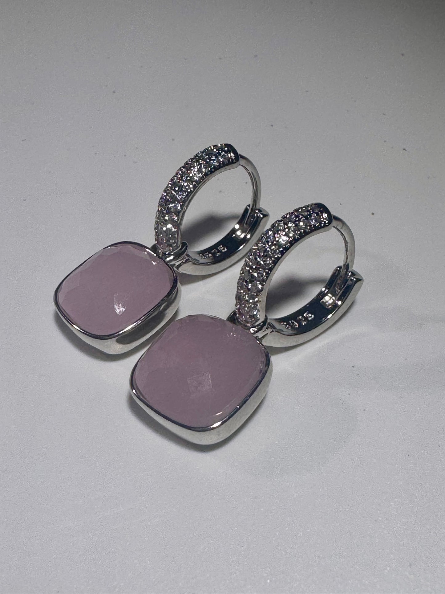 Rosenquarz Ohrringe aus 925 Silber – elegante Ohrhänger mit Zirkonia – romantischer Edelstein 💗