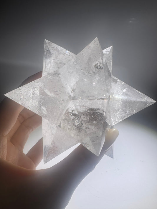 Merkaba Stern aus Bergkristall 743 g | Handgefertigt in Brasilien | Heilige Geometrie
