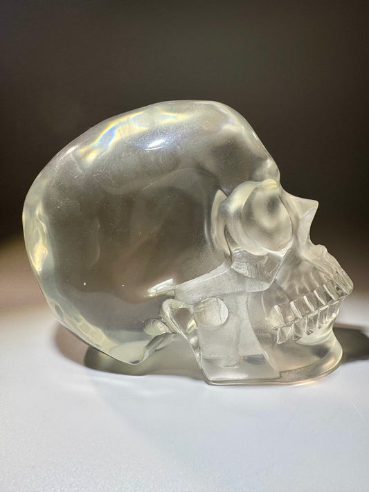 Transparenter Obsidian Totenkopf 12 cm – Kristallschädel – Handgeschnitzt 💀