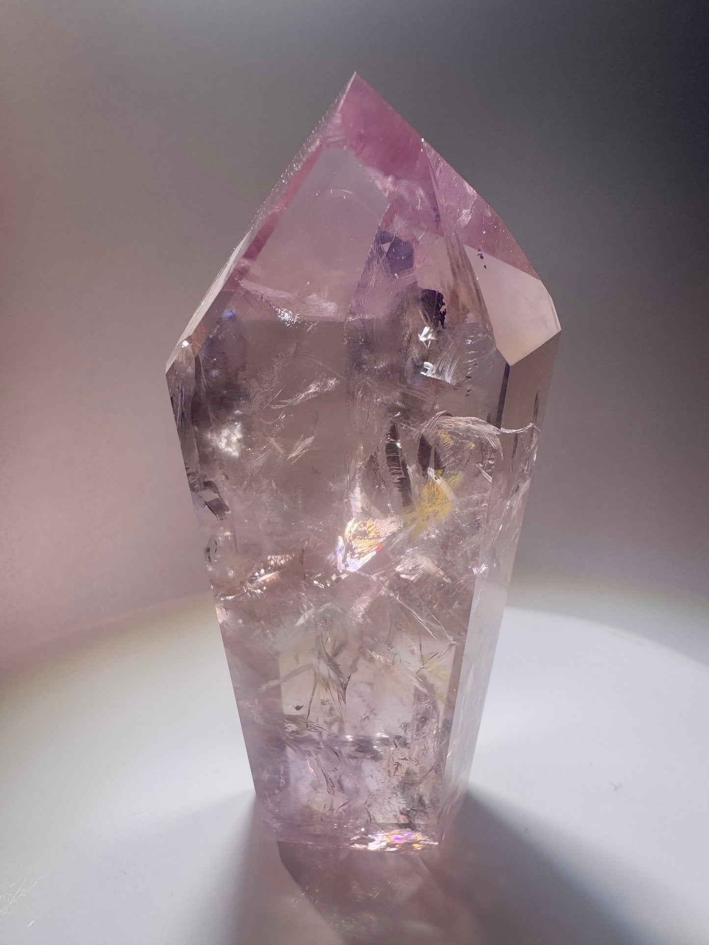 Ametrin-Phantom Kristall 8,7 cm – fluoreszierender Edelstein mit Amethyst- und Citrin-Phantomen aus Brasilien