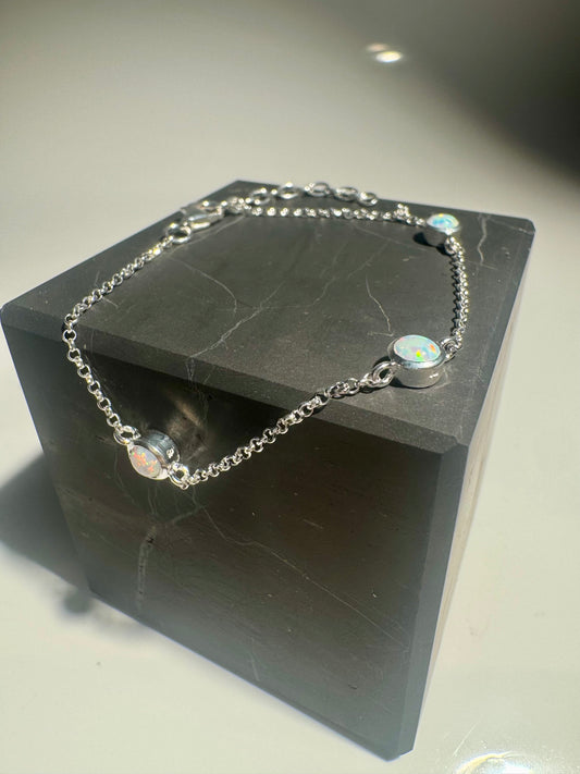 Armband mit echten Opalen – 925 Sterling Silber