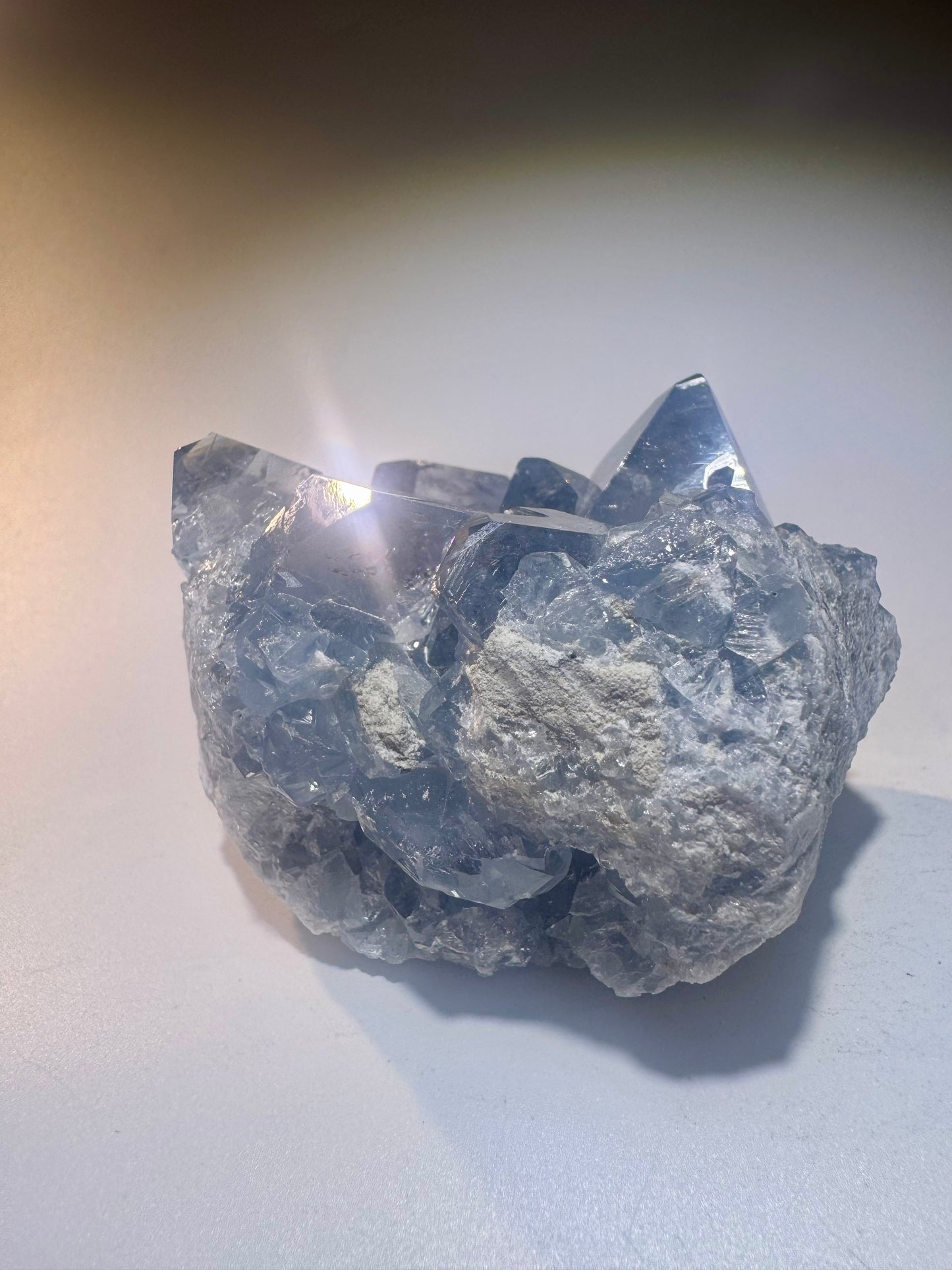 Celestin Stufe aus Madagaskar 💎 Klar & funkelnd – extra grosse Kristallspitzen ✨ Museumsqualität 7.5cm