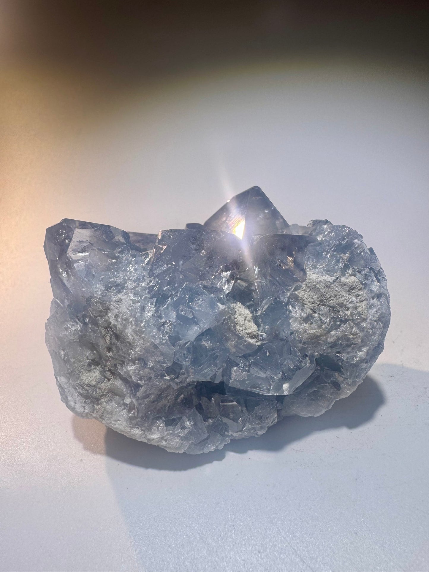 Celestin Stufe aus Madagaskar 💎 Klar & funkelnd – extra grosse Kristallspitzen ✨ Museumsqualität 7.5cm