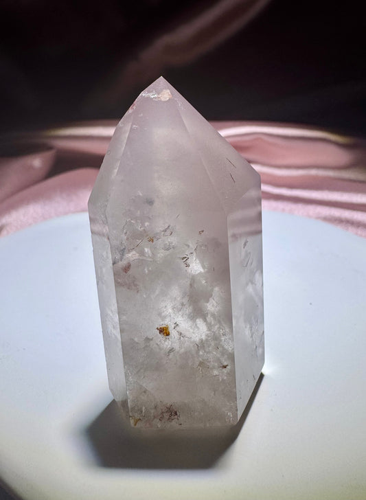 Grosse rosa Lithium Kristall Spitze mit Phantom 💖 - 5.5cm, 57g