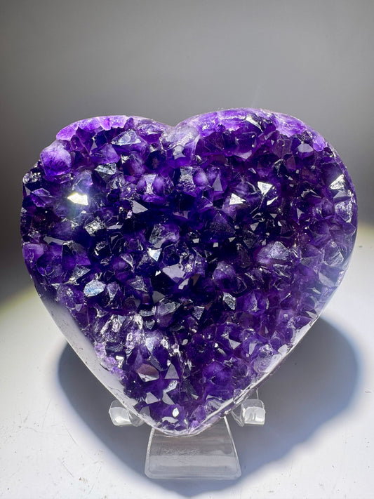 Premium Amethyst Herz 10,2 cm – 593 g – Traumstück aus Uruguay 💜