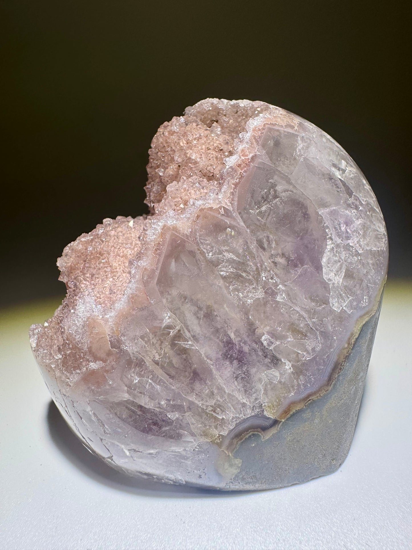 Rainbow Amethyst Cutbase Rosa – Selten, 5.5 cm, 233 g, Uruguay 💗✨
