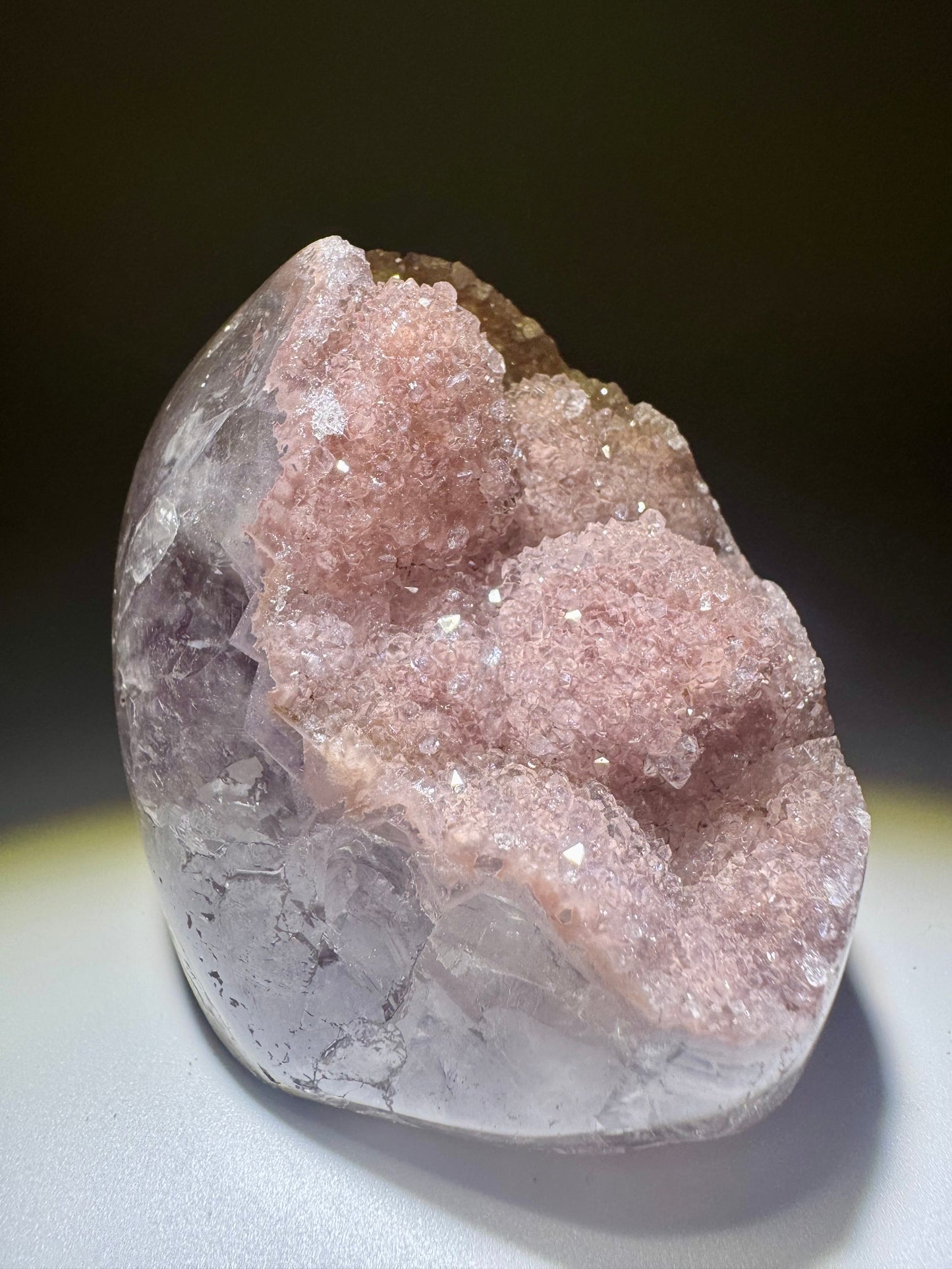 Rainbow Amethyst Cutbase Rosa – Selten, 5.5 cm, 233 g, Uruguay 💗✨