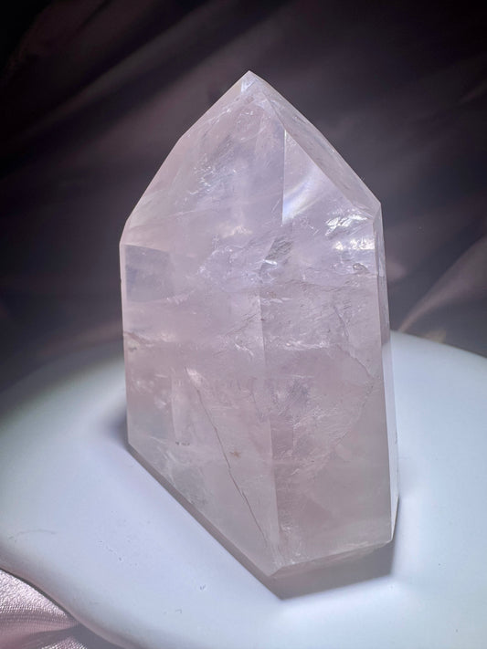Seltene klar Rosenquarz Spitze 🎀 - 7.5, 219g