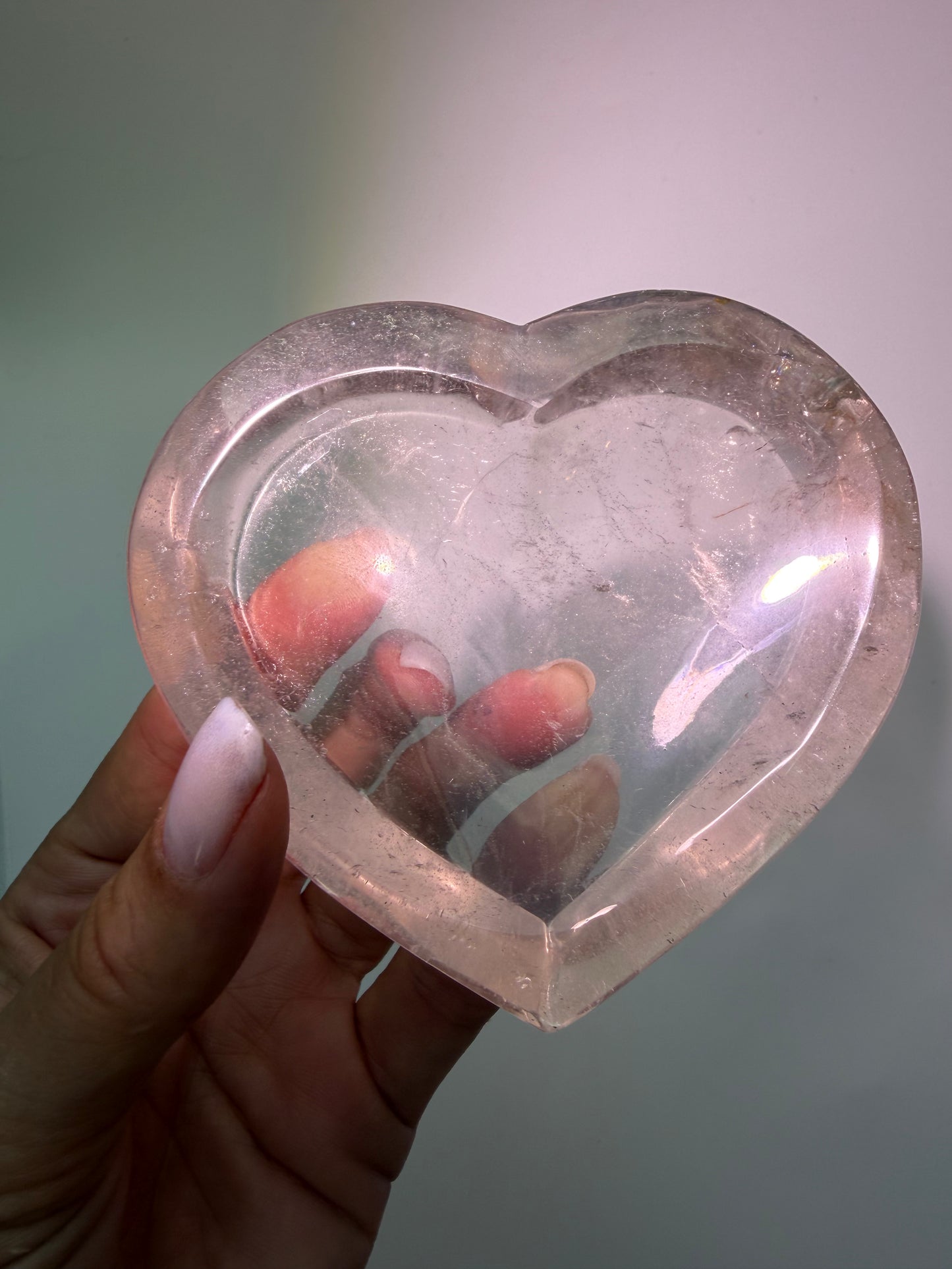 Ciotola a forma di cuore in quarzo rosa, Light Smoky o cristallo di rocca • Lavorazione artigianale