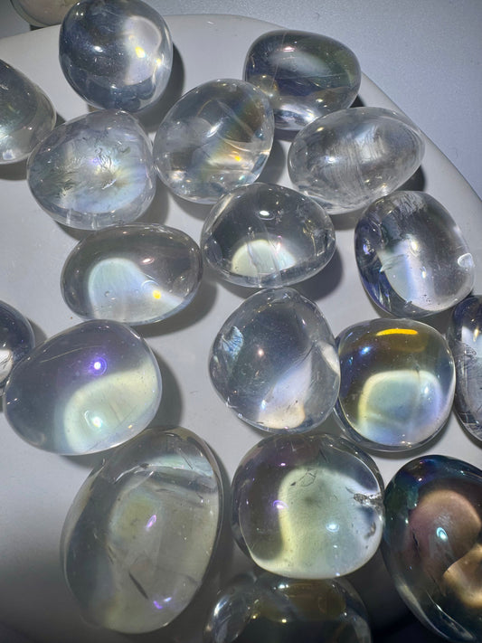 Angel Aura Trommelsteine aus Bergkristall ✨