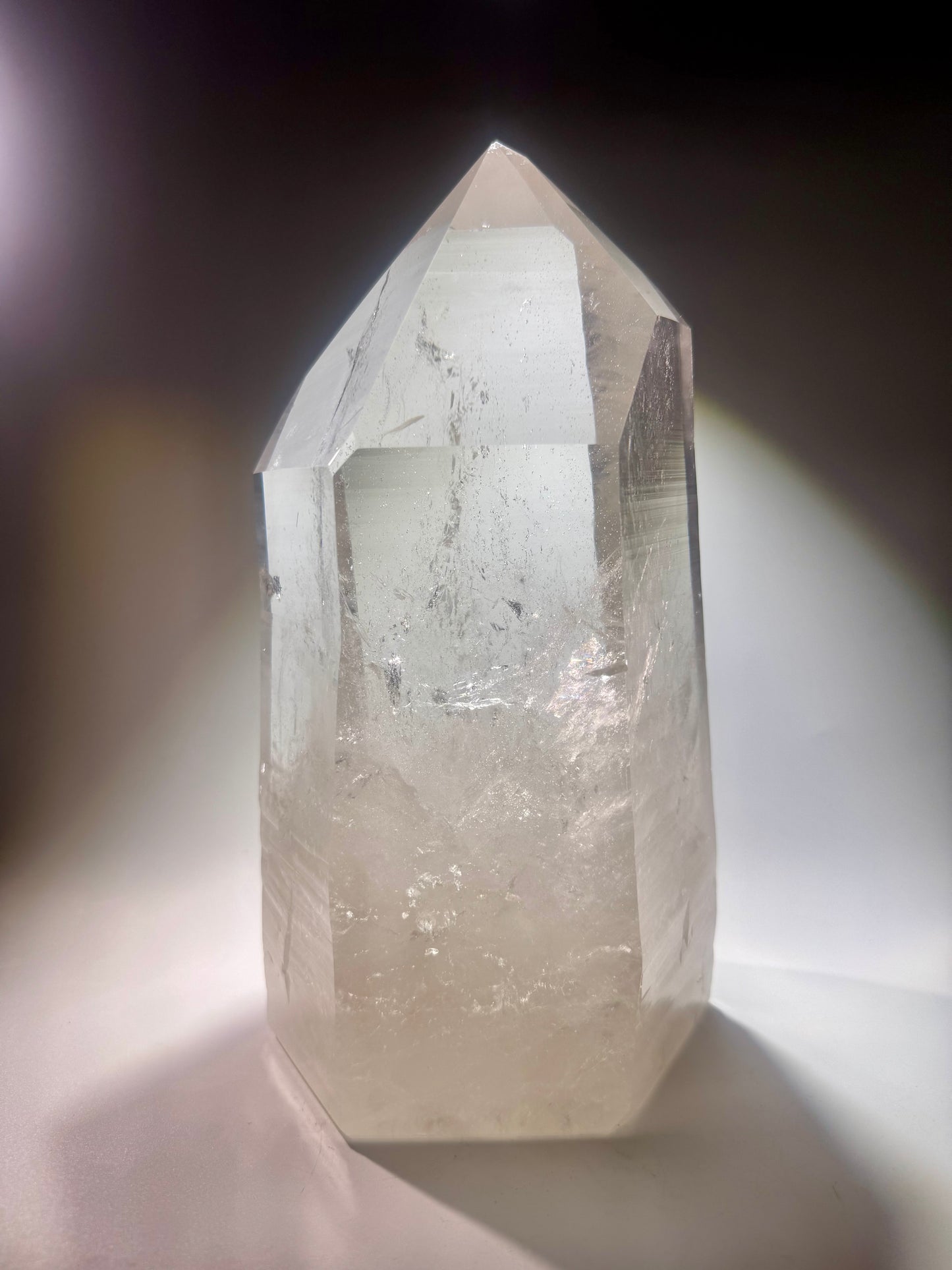 Extragrosse klare Lemurian Kristall Spitze 23,5 cm – 3,89 kg naturbelassenes Unikat aus Brasilien