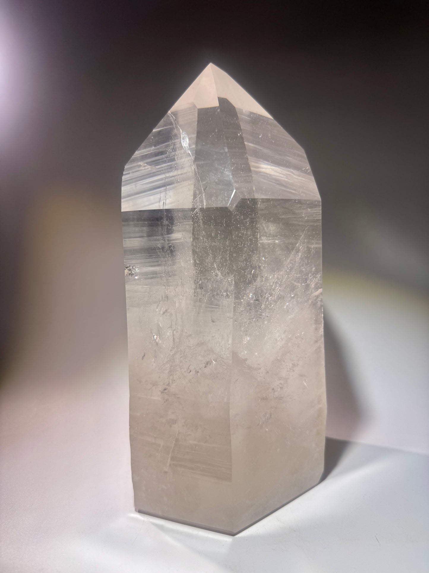 Extragrosse klare Lemurian Kristall Spitze 23,5 cm – 3,89 kg naturbelassenes Unikat aus Brasilien