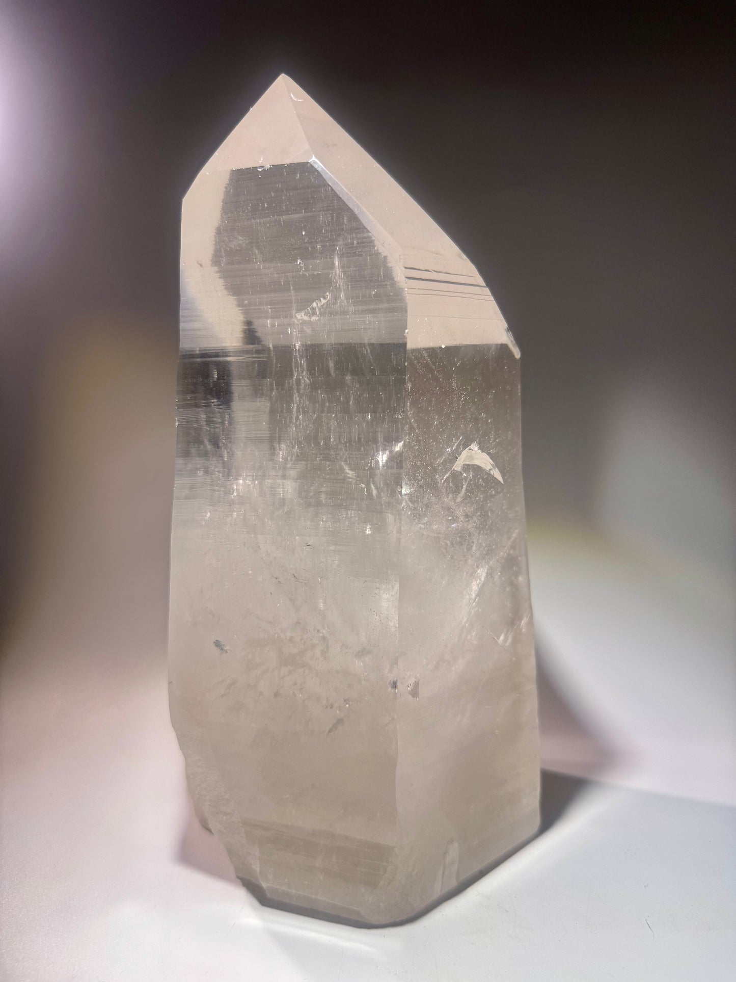 Extragrosse klare Lemurian Kristall Spitze 23,5 cm – 3,89 kg naturbelassenes Unikat aus Brasilien
