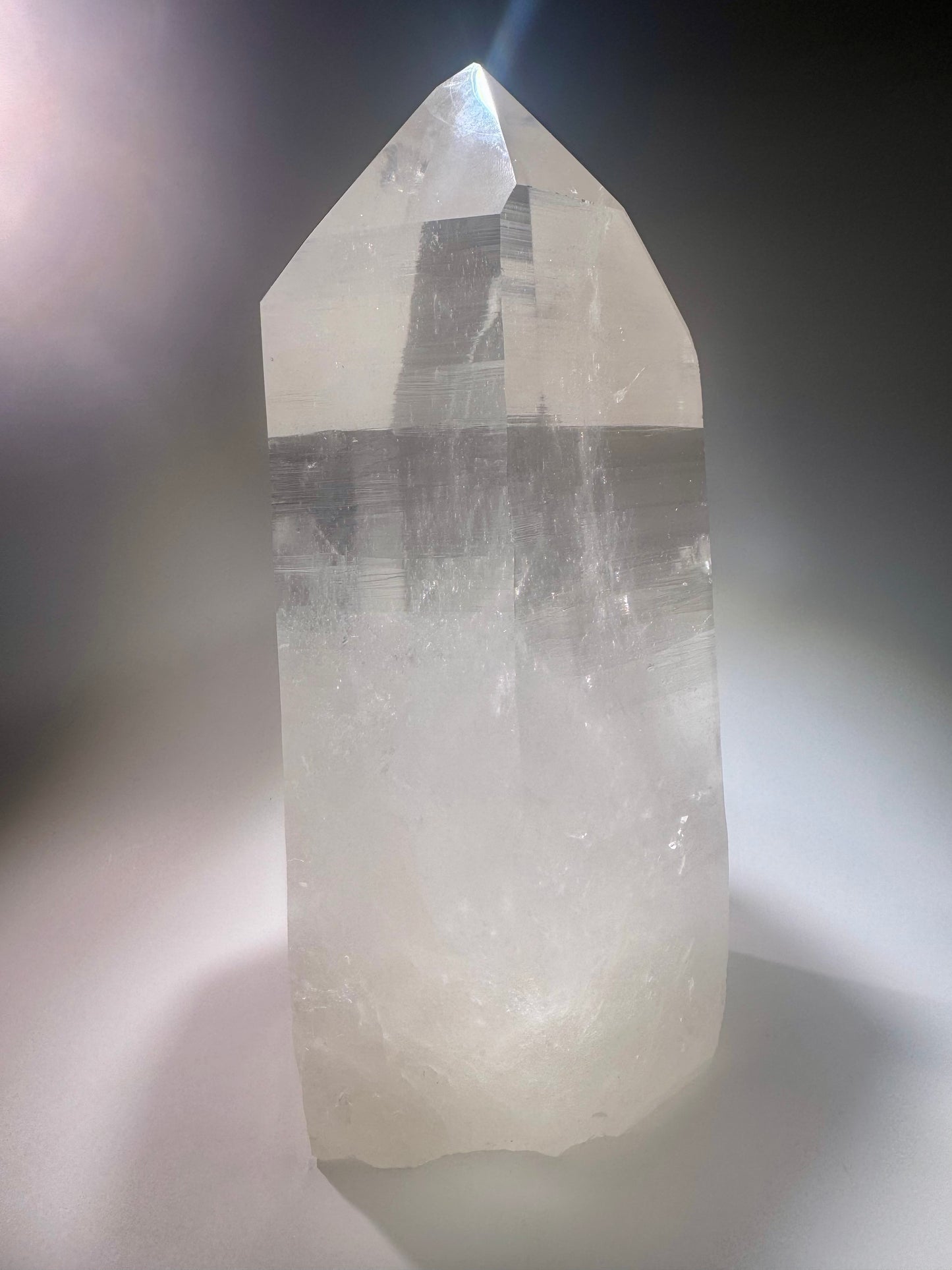 Extragrosse klare Lemurian Kristall Spitze 23,5 cm – 3,89 kg naturbelassenes Unikat aus Brasilien