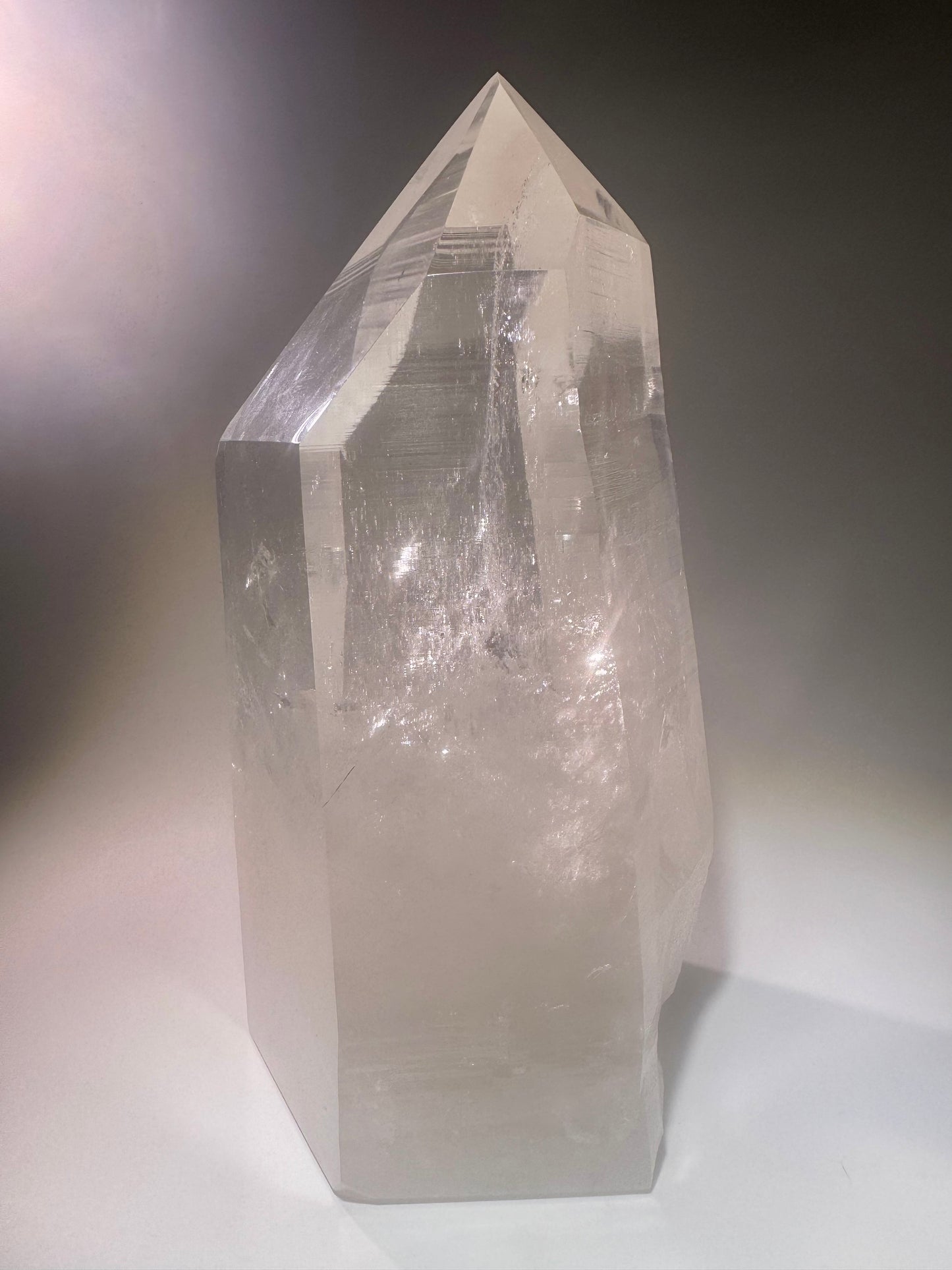 Extragrosse klare Lemurian Kristall Spitze 23,5 cm – 3,89 kg naturbelassenes Unikat aus Brasilien
