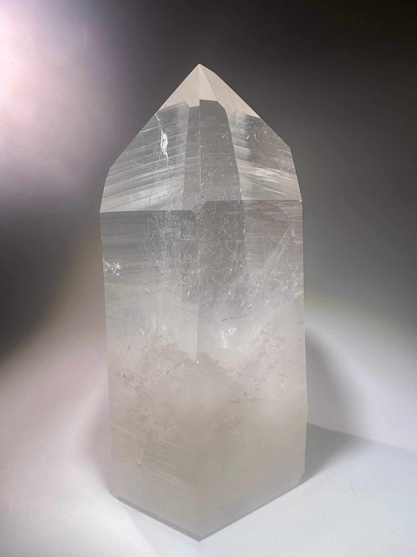 Extragrosse klare Lemurian Kristall Spitze 23,5 cm – 3,89 kg naturbelassenes Unikat aus Brasilien