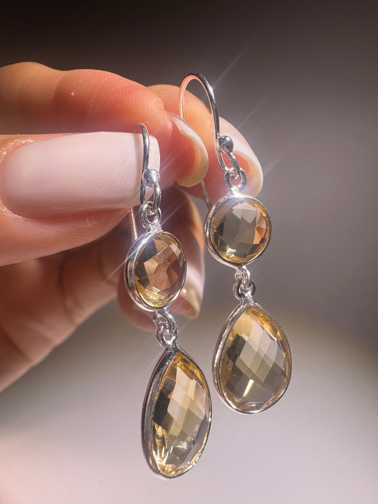 Citrin OhrhÀnger 4.5 cm | 925 Silber Ohrringe mit extraklarem Citrin | 1A-QualitÀt Edelsteinschmuck
