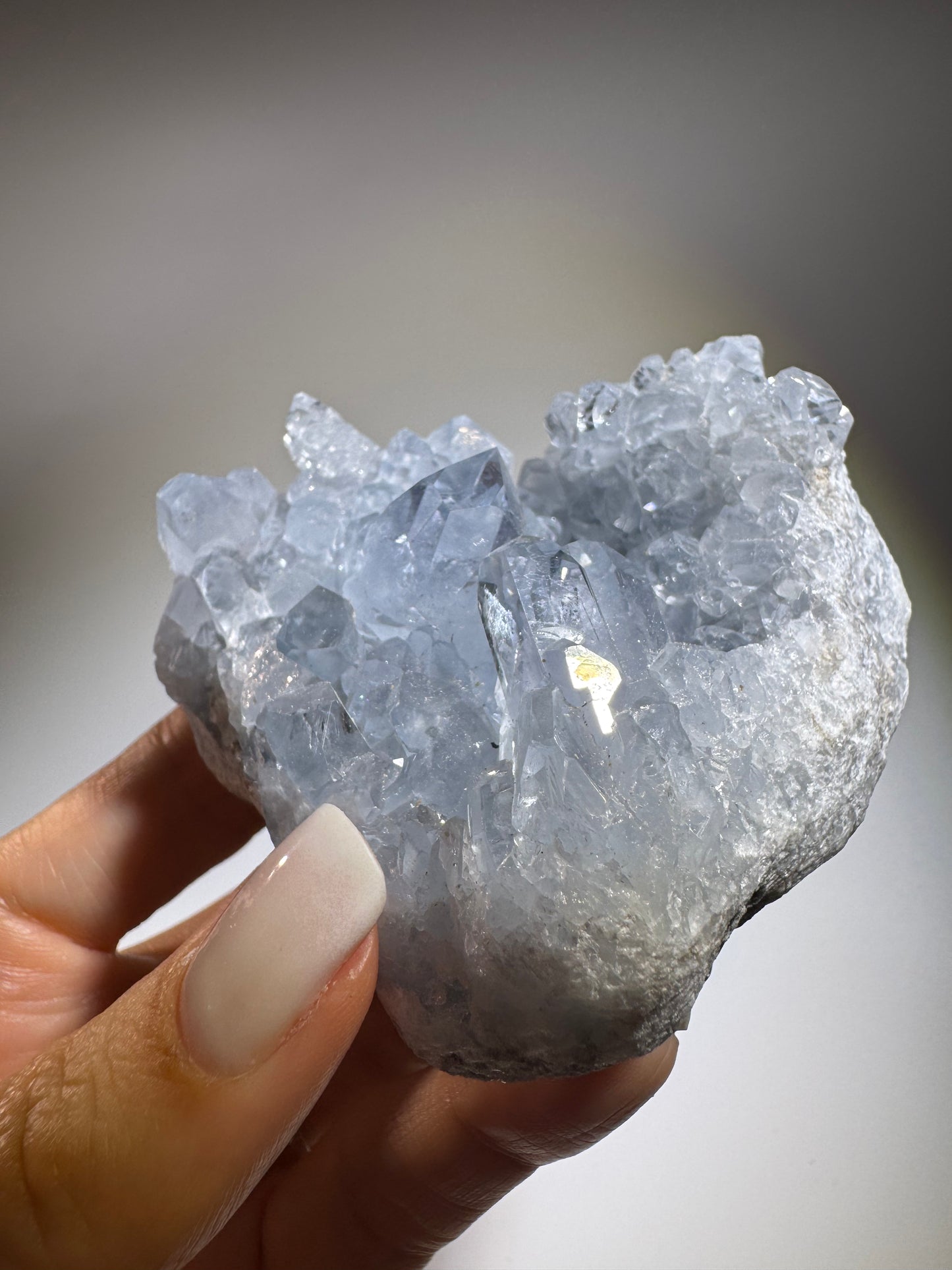 Celestin Stufe aus Madagaskar 💎 Klar & funkelnd ✨ Museumsqualität 7.7 cm