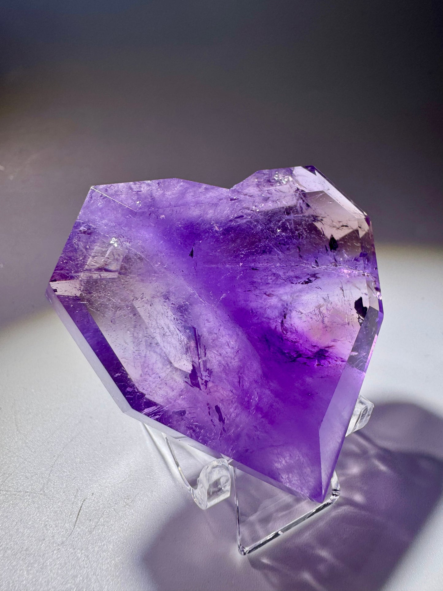 Ametrin-Kristallherz – 5,4 × 5,3 cm | Klar, mit Regenbogen | Citrin & Amethyst in Museumsqualität