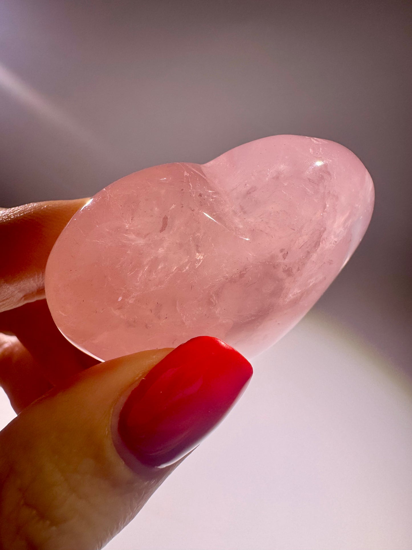 Rosenquarz-Herz 4.5 cm – Extra klar & glossy aus Brasilien, handgeschliffen