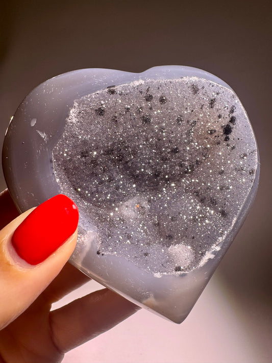 Exklusives Achat-Herz mit faszinierendem Galaxie-Effekt – aus Brasilien, 8cm