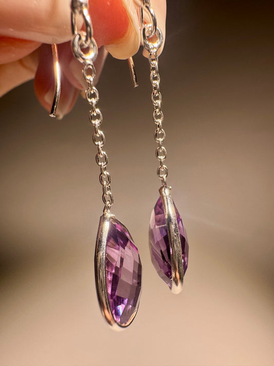 Tropfenohrringe Amethyst 925 Sterling Silber – Edelstein Schmuck