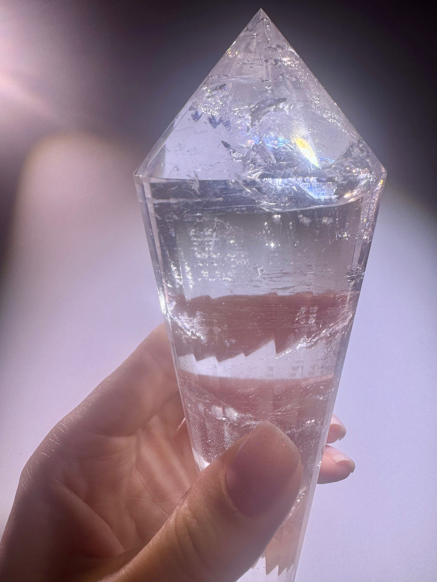 Lemurian Vogel-Cut Crystal with 24 Facets – 19.5 cm, 473 g | Rainbow
