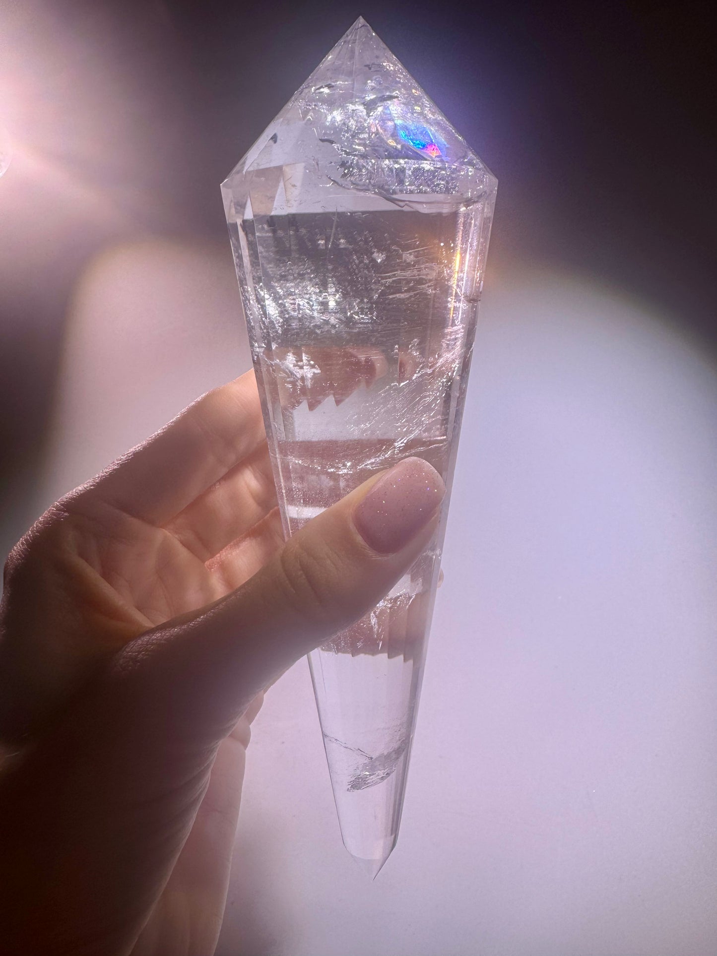 Lemurian Vogel-Cut Crystal with 24 Facets – 19.5 cm, 473 g | Rainbow