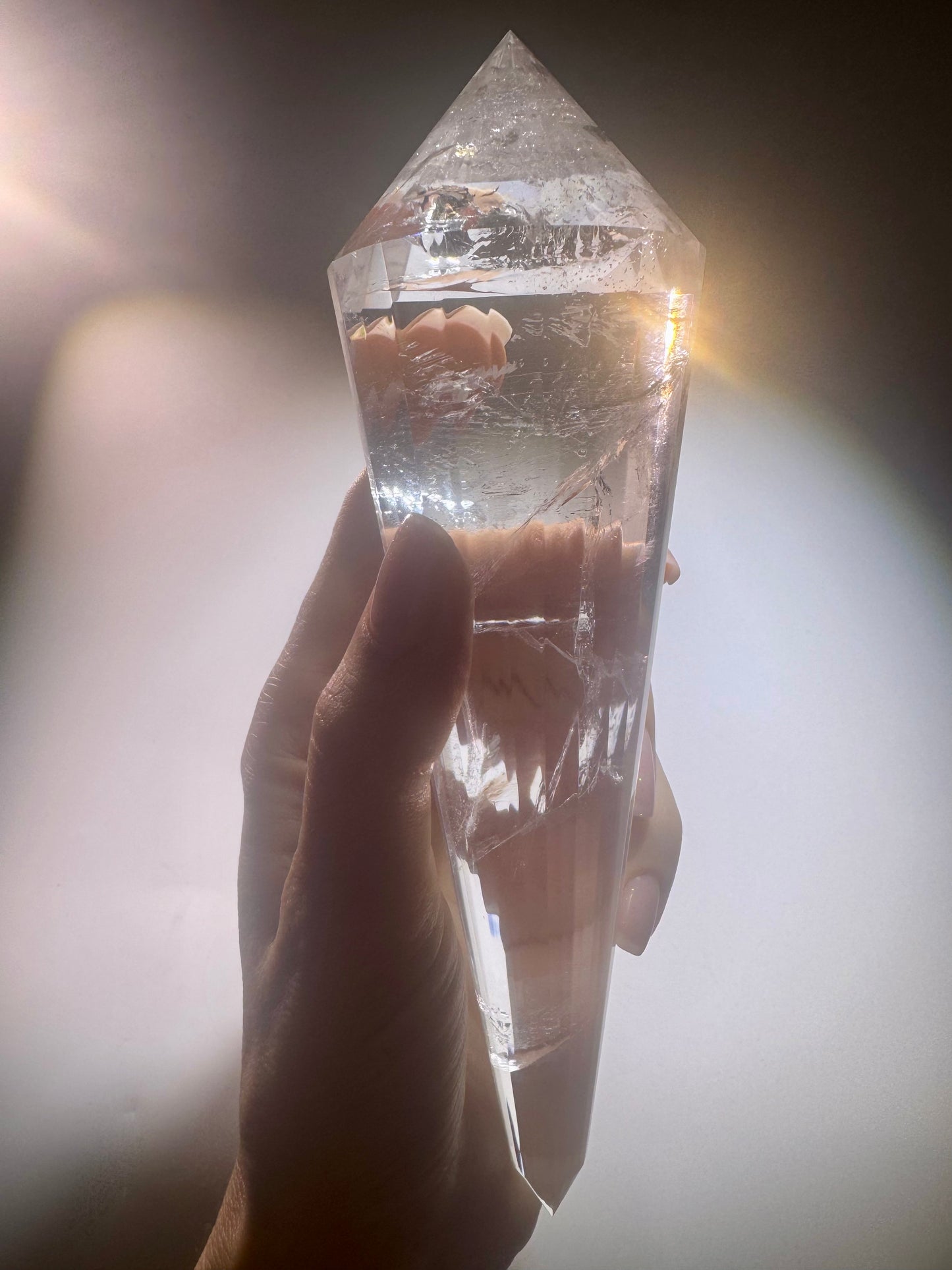 Lemurian Vogel-Cut Crystal with 24 Facets – 19.5 cm, 473 g | Rainbow