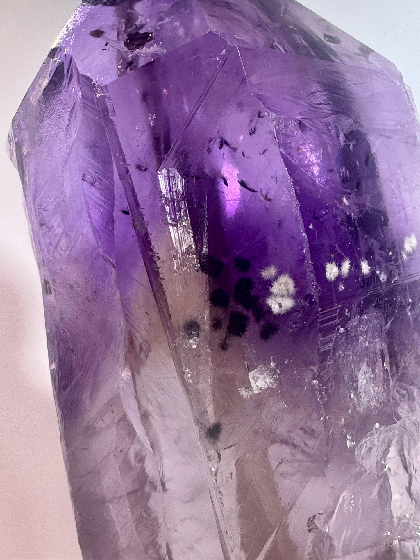 Ametrin-Zahn mit Citrin & Hollandit – 22 cm Naturspitze aus Brasilien | seltene Amethyst-Zahnspitze mit Phantomlinien