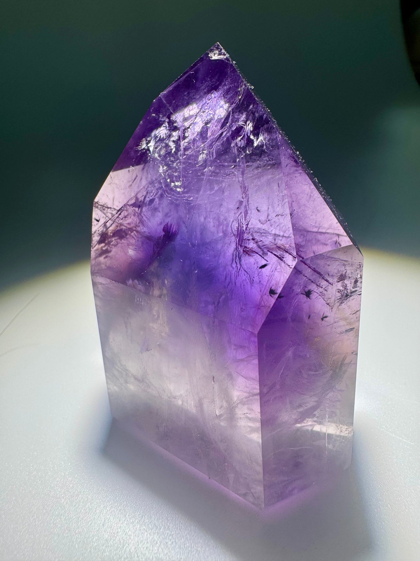 Ametrinspitze 8,4 cm – klarer Edelstein mit Phantomen | Amethyst-Citrin Unikat 93 g Brasilien