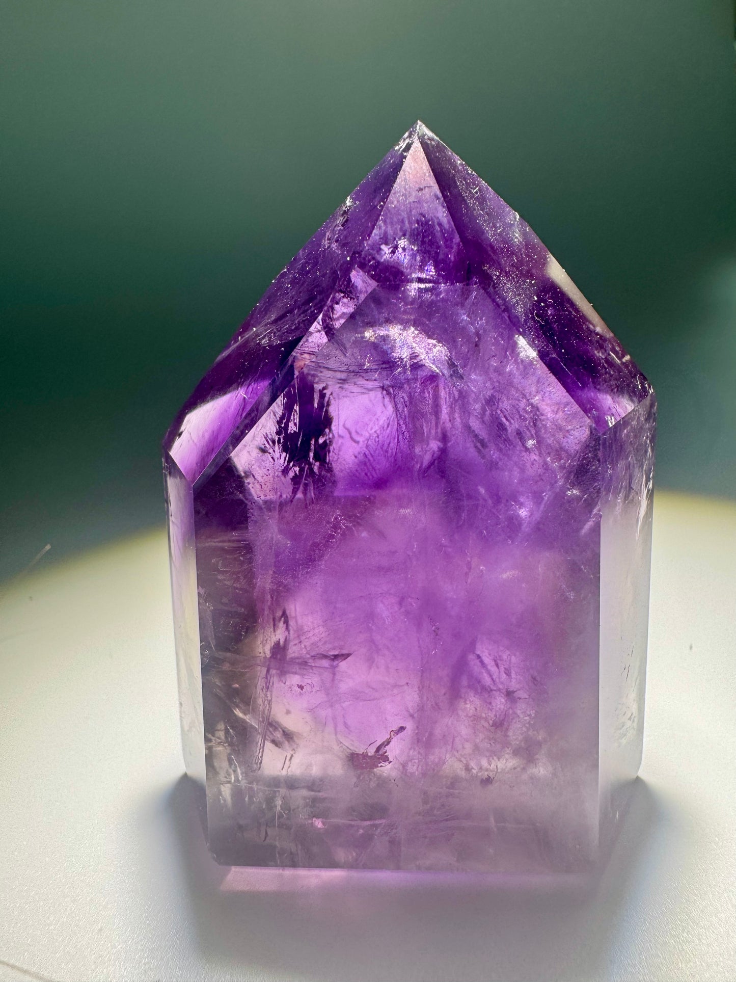 Ametrinspitze 8,4 cm – klarer Edelstein mit Phantomen | Amethyst-Citrin Unikat 93 g Brasilien