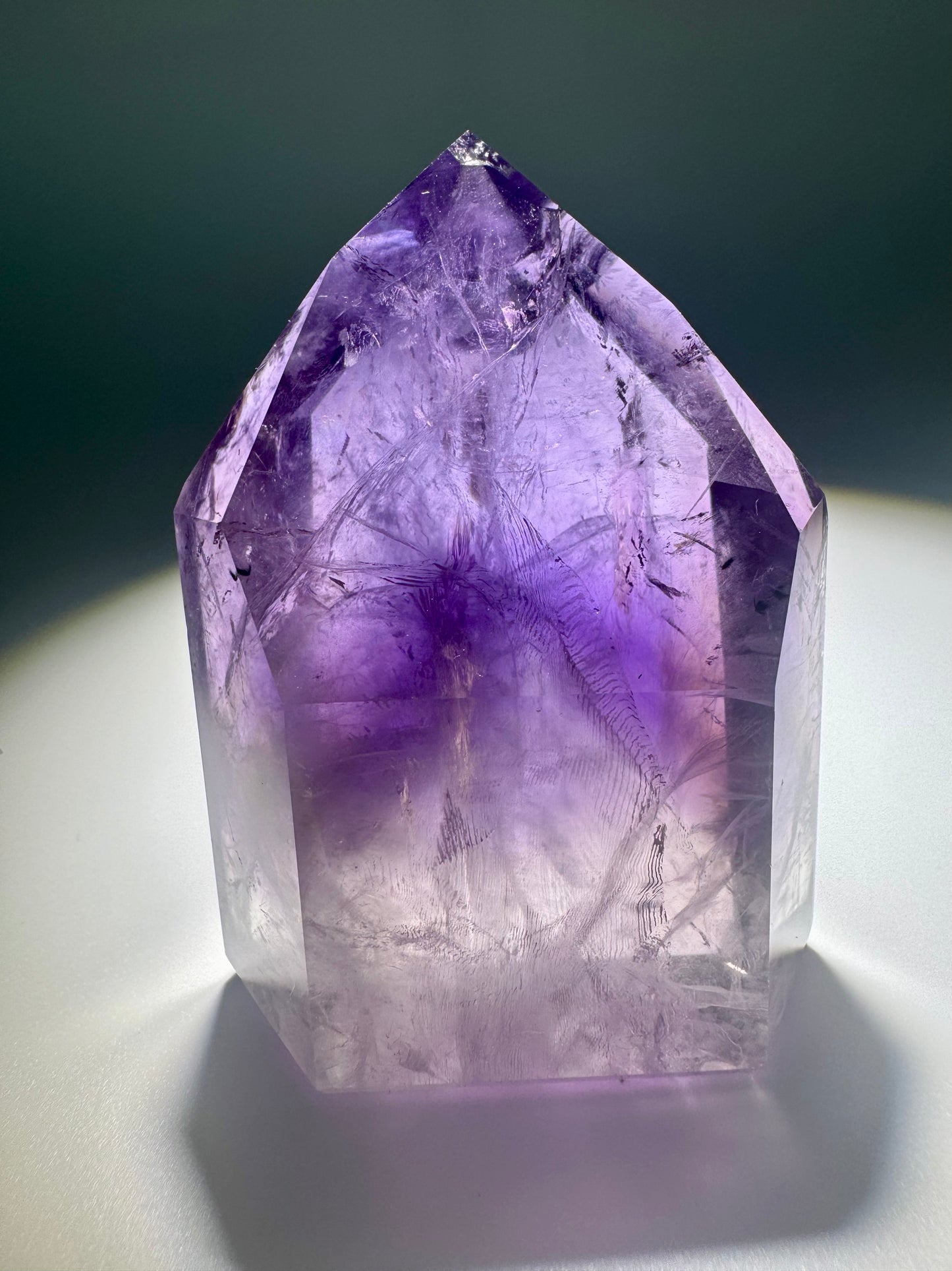 Ametrinspitze 8,4 cm – klarer Edelstein mit Phantomen | Amethyst-Citrin Unikat 93 g Brasilien